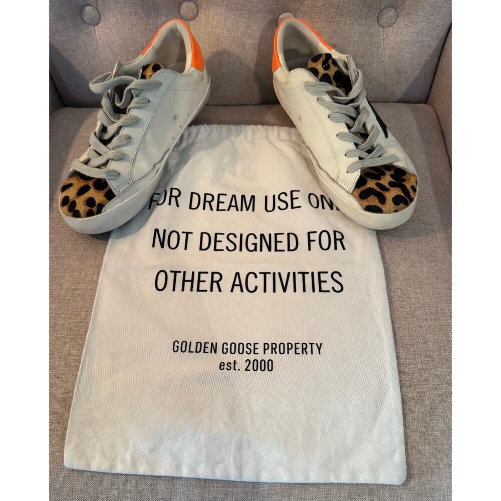 Golden Goose Superstar White with Cheetah Fur Print Size 39 (Run Small)